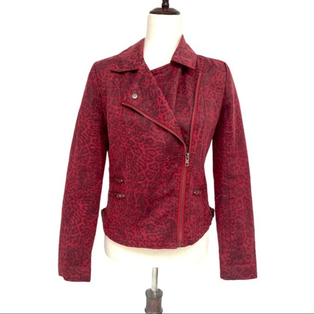 Kut from the Kloth Red Cropped Moto Jacket sz S